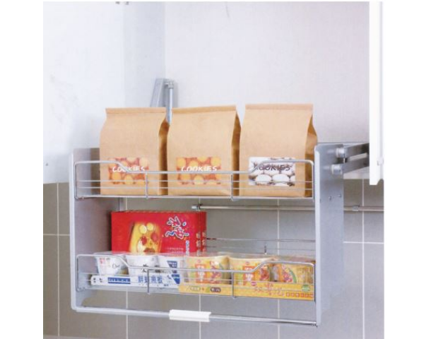 雙緩衝- 收納升降櫃-鐵鍍鉻