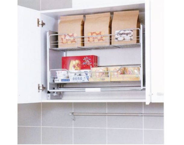 雙緩衝- 收納升降櫃-鐵鍍鉻