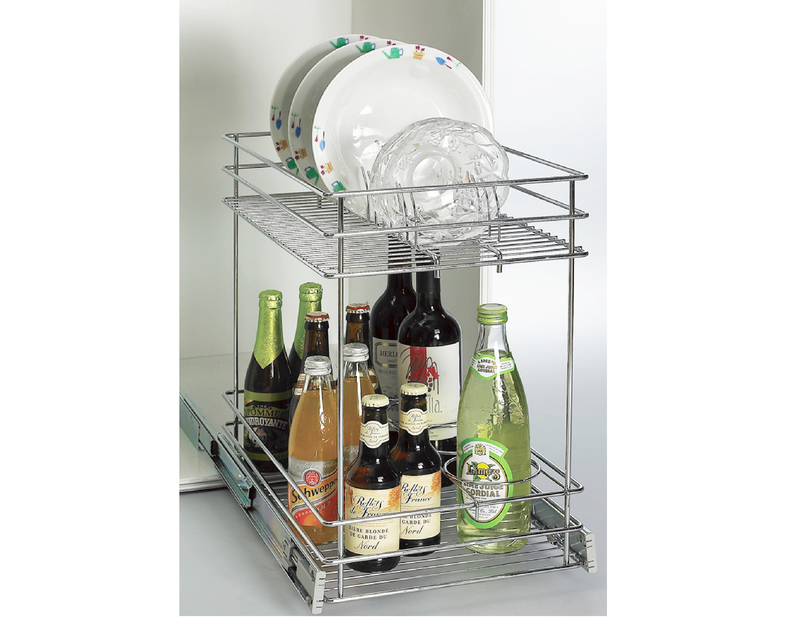 多功能拉式雙層碗盤架